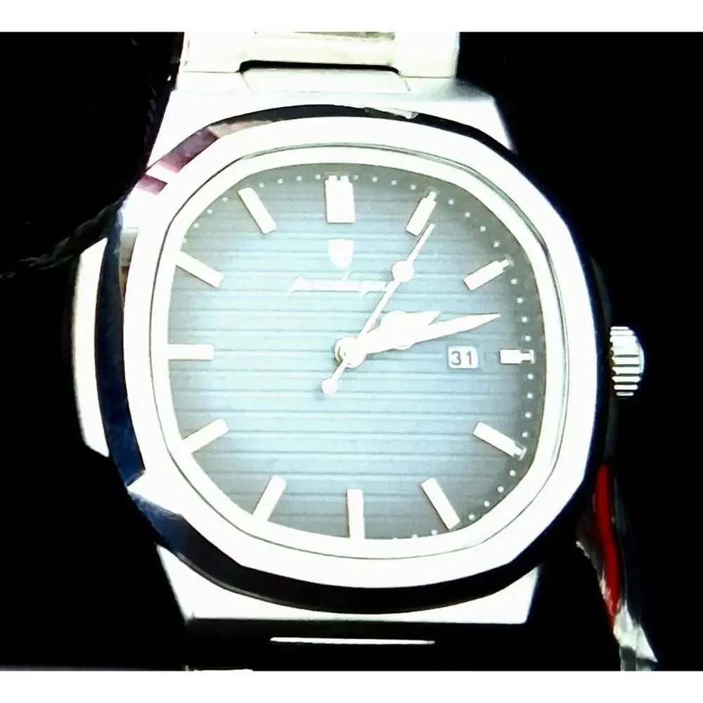 Vintage Poedagar Nautilis Blue‎ Guilloché Dial Mens Watch